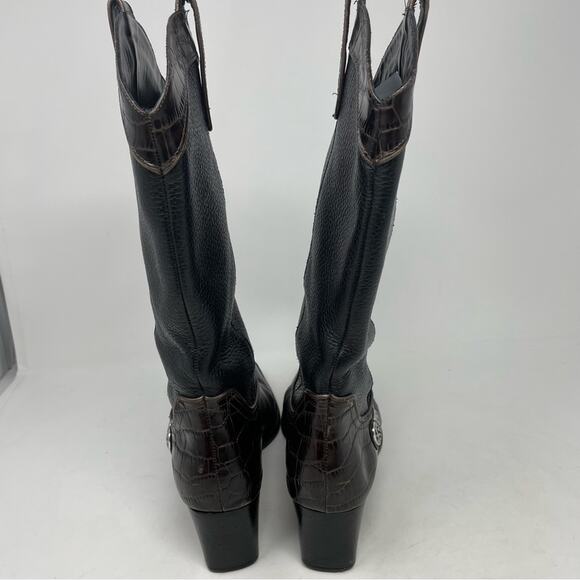 Brighton Brown Black Toby Cowboy Boots 7.5M - Picture 4 of 11